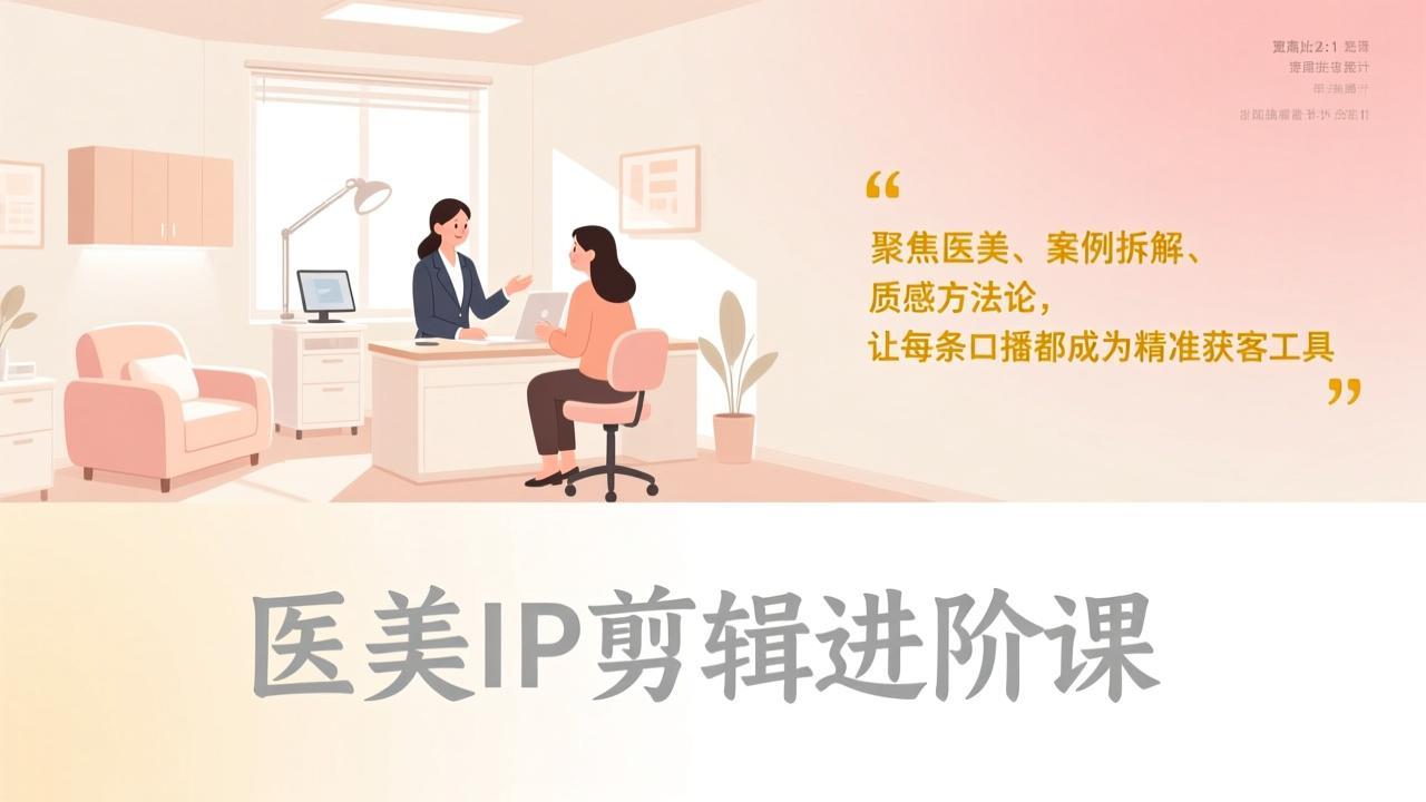 医美IP剪辑进阶课，聚焦医美、案例拆解、质感方法论，让每条口播都成为精准获客工具-云泽轻创网
