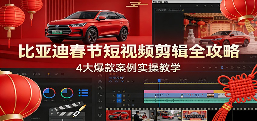 比亚迪春节短视频剪辑全攻略，4大爆款案例实操教学-云泽轻创网