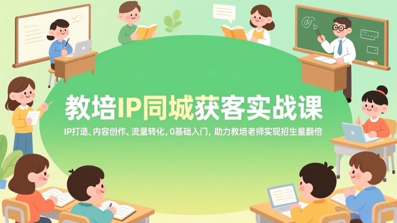 教培IP同城获客实战课，IP打造、内容创作、流量转化，0基础入门，助力教培老师实现招生量翻倍-云泽轻创网