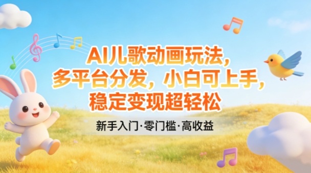 AI儿歌动画玩法，多平台分发，小白可上手，稳定变现超轻松-云泽轻创网