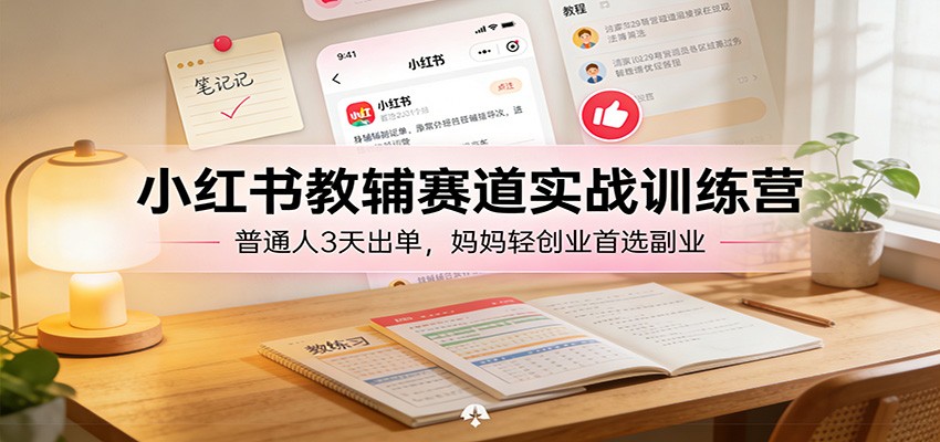 小红书教辅赛道实战训练营:普通人3天出单,妈妈轻创业首选副业-云泽轻创网