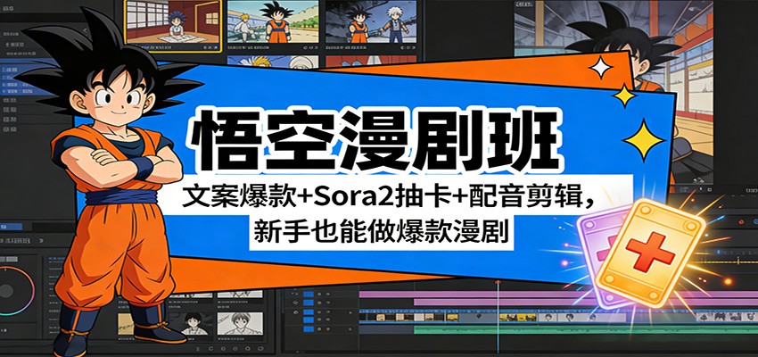 悟空漫剧班:文案爆款+Sora2抽卡+配音剪辑,新手也能做爆款漫剧-云泽轻创网