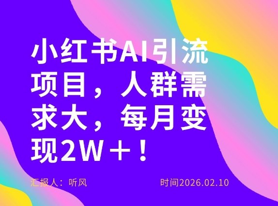 她通过这个AI项目每月做到2W＋的收入，最新小红书AI项目，人群需求大！-云泽轻创网