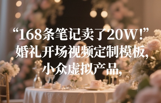 168条笔记卖了20W！婚礼开场视频定制模板，小众虚拟产品-云泽轻创网