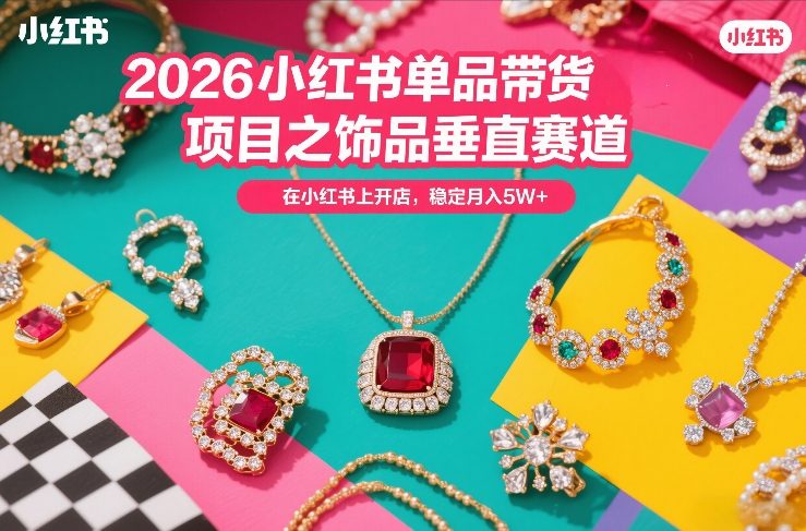 2026小红书单品带货项目之饰品垂直赛道，潮在小红书上开店，稳定月入5W+-云泽轻创网