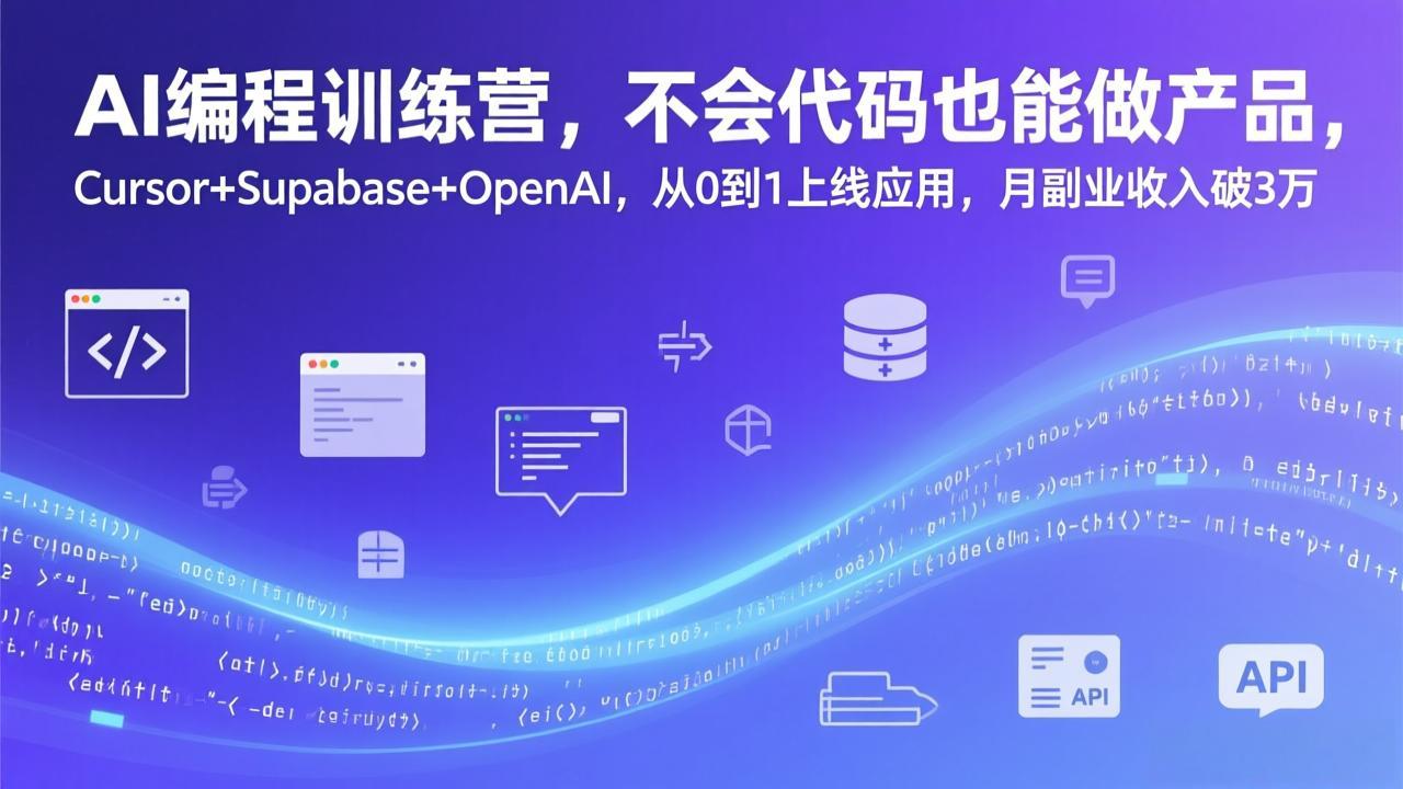 AI编程训练营，不会代码也能做产品，Cursor+Supabase+OpenAI，从0到1上线应用，月副业收入破3万-云泽轻创网