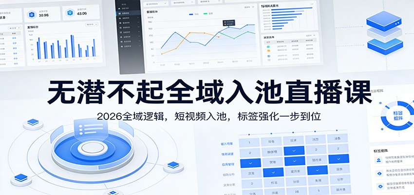 无潜不起全域入池直播课：2026全域逻辑，短视频入池，标签强化一步到位-云泽轻创网