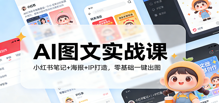 AI图文实战课:小红书笔记+海报+IP打造,零基础一键出图-云泽轻创网