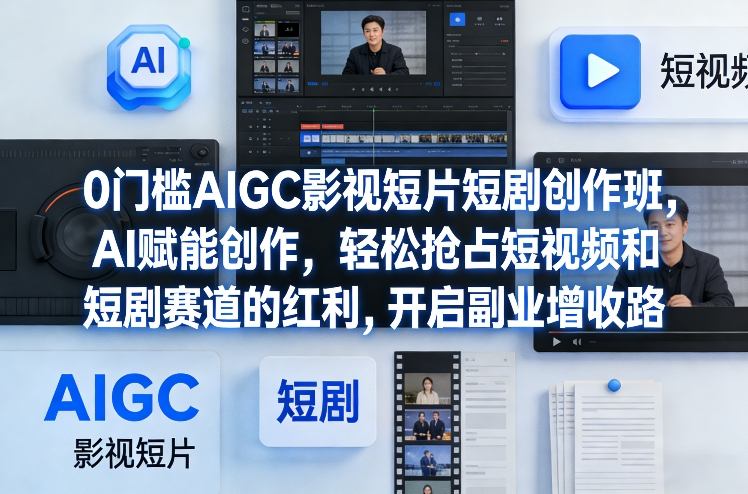 0门槛AIGC影视短片短剧创作班，AI赋能创作，轻松抢占短视频和短剧赛道的红利，开启副业增收路-云泽轻创网