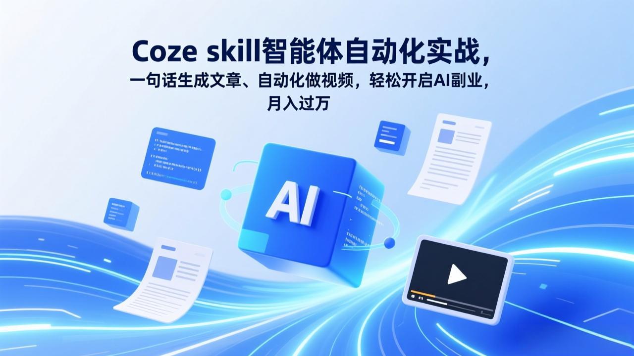 Coze skill智能体自动化实战，一句话生成文章、自动化做视频，轻松开启AI副业，月入过万-云泽轻创网