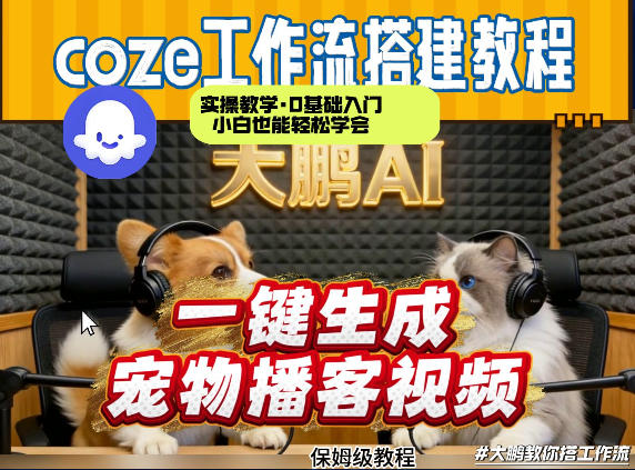 Coze工作流AI一键生成宠物播客视频，全程保姆级教程，零基础小白保姆级教学-云泽轻创网