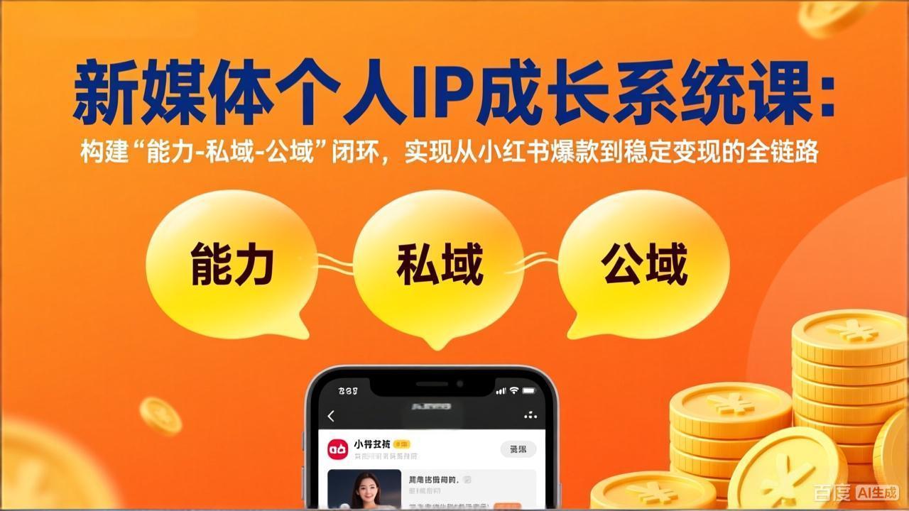 新媒体个人IP成长系统课-更新：构建“能力-私域-公域”闭环，实现从小红书爆款到稳定变现-云泽轻创网