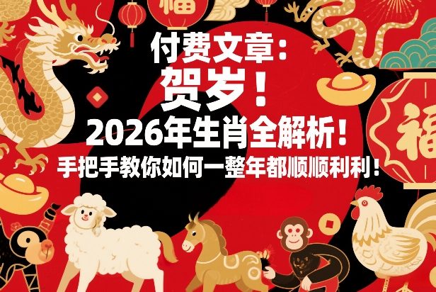 付费文章：贺岁！2026年生肖全解析！手把手教你如何一整年都顺顺利利！-云泽轻创网