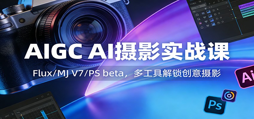 AIGC AI摄影实战课：Flux/MJ V7/PS beta，多工具解锁创意摄影-云泽轻创网
