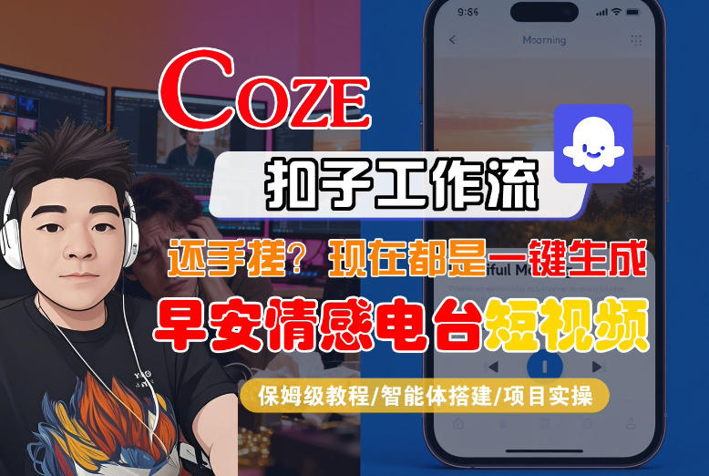 【Coze工作流搭建实操教程】【coze】早安情感电台日签视频还在手动做？用扣子工作流自动生成，省时90%-云泽轻创网
