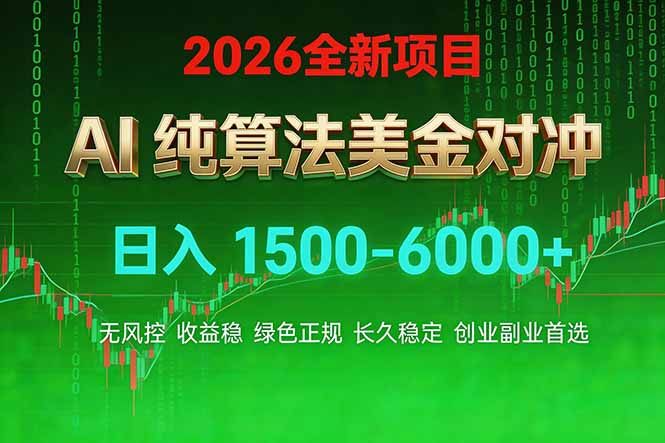 2026 全新美金对冲项目，不套平台赠金，不封号，纯算法对冲，日入 1500-6000+-云泽轻创网
