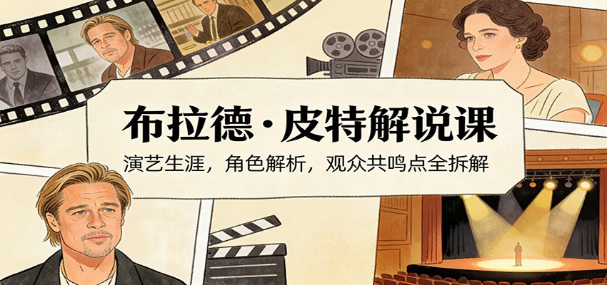 演员说-布拉德.皮特解说课：演艺生涯，角色解析，观众共鸣点全拆解-云泽轻创网