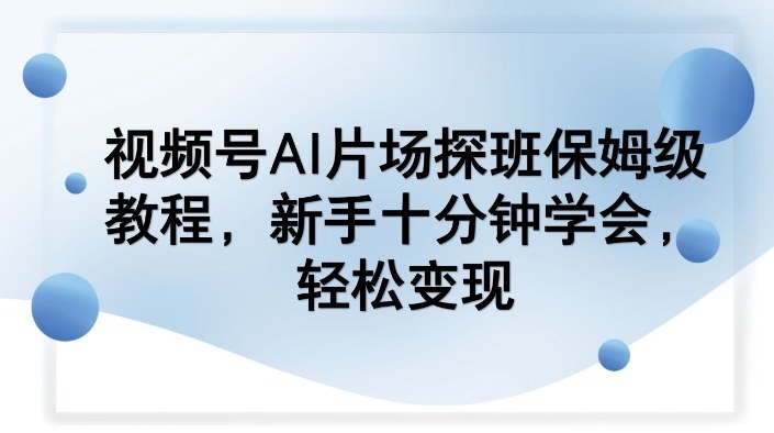视频号AI片场探班保姆级教程，新手十分钟学会，轻松变现-云泽轻创网