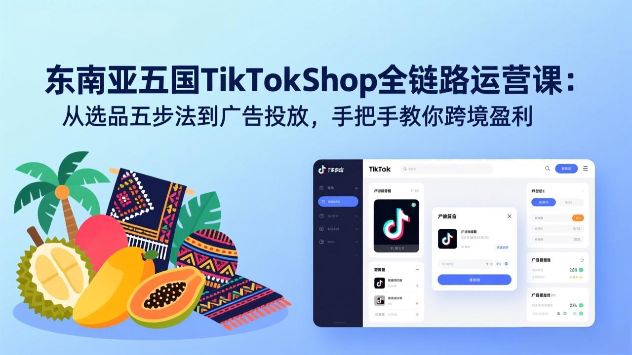 东南亚五国TikTok Shop全链路运营课：从选品五步法到广告投放，手把手教你跨境盈利-云泽轻创网