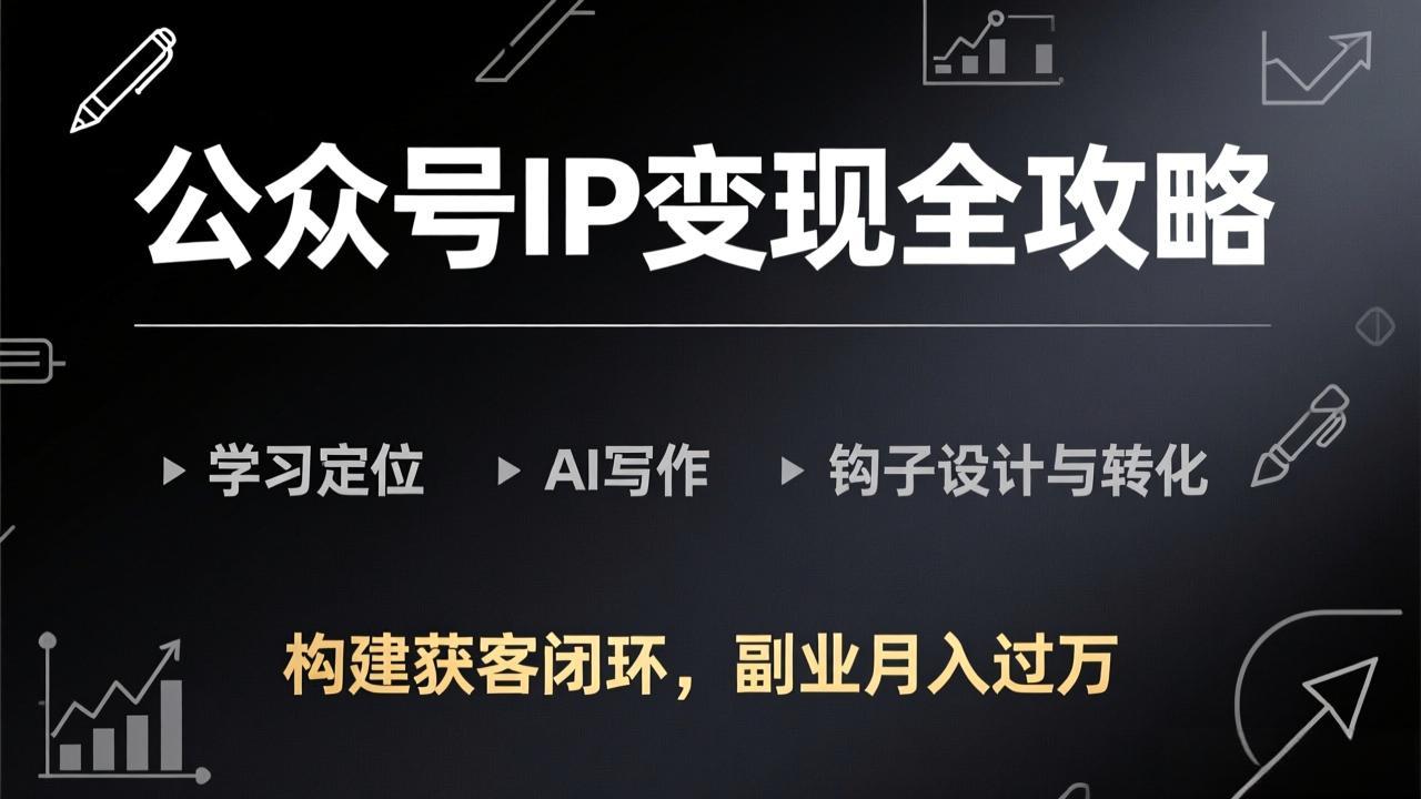 公众号IP变现全攻略-更新，学习定位、AI写作、钩子设计与转化，构建获客闭环，副业月入过万-云泽轻创网