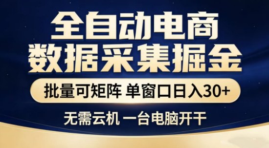 独家电商数据全自动采集项目，批量可矩阵，单窗口轻松日入3张+【揭秘】-云泽轻创网