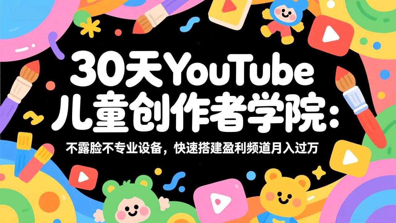 30天YouTube儿童创作者学院：不露脸不专业设备，快速搭建盈利频道月入过万-云泽轻创网