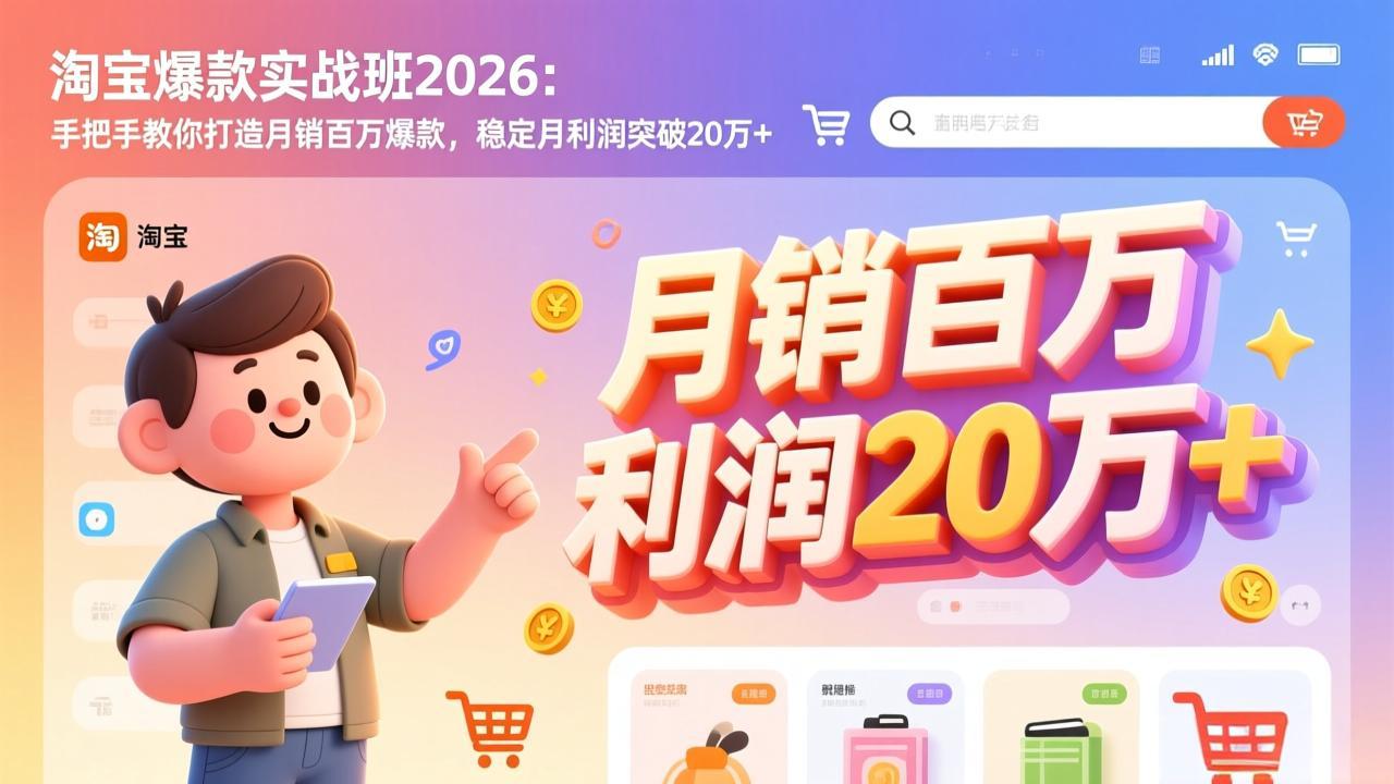 淘宝爆款实战班-2026年3月更新：手把手教你打造月销百万爆款，稳定月利润突破20万+-云泽轻创网