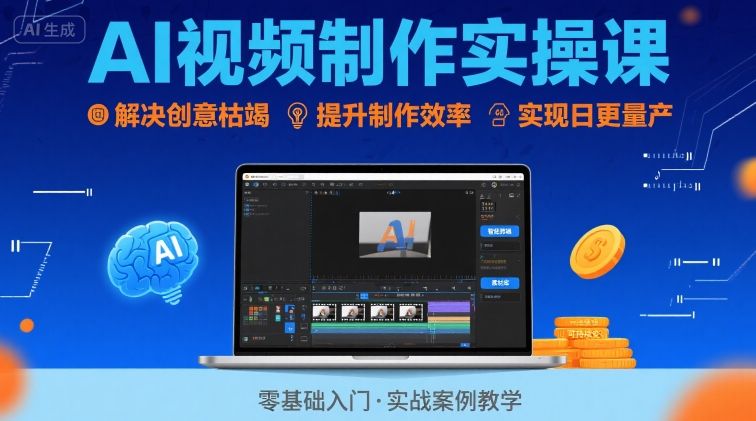 Ai视频制作实操课，解决创意枯竭、效率低下痛点，实现日更量产可持续变现(更新26年3月)-云泽轻创网