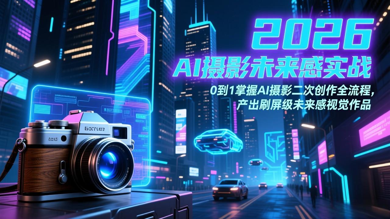 2026 AI摄影未来感实战：0到1掌握AI摄影二次创作全流程，产出刷屏级未来感视觉作品-云泽轻创网