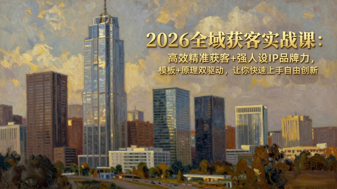 2026全域获客实战课：高效精准获客+强人设IP品牌力，模板+原理双驱动，让你快速上手自由创新-云泽轻创网
