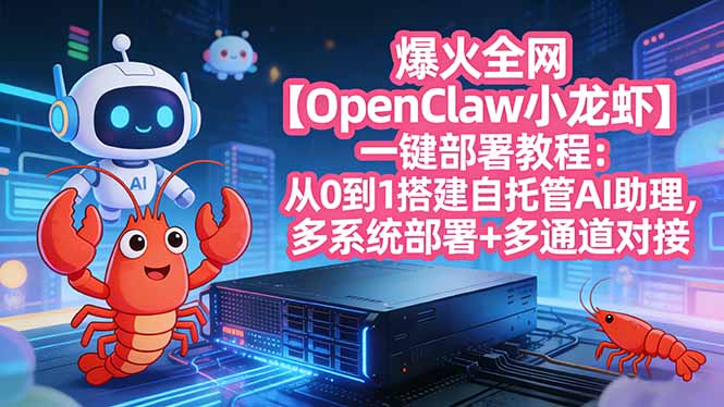 爆火全网【OpenClaw 小龙虾】一键部署教程：从0到1搭建自托管AI助理，多系统部署+多通道对接-云泽轻创网