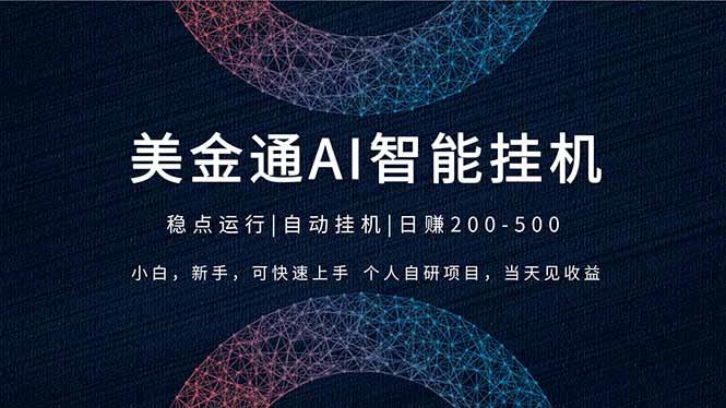 2026风口项目，美金通AI智能挂机，自研项目，当天见收益，小白新手可快速上手-云泽轻创网