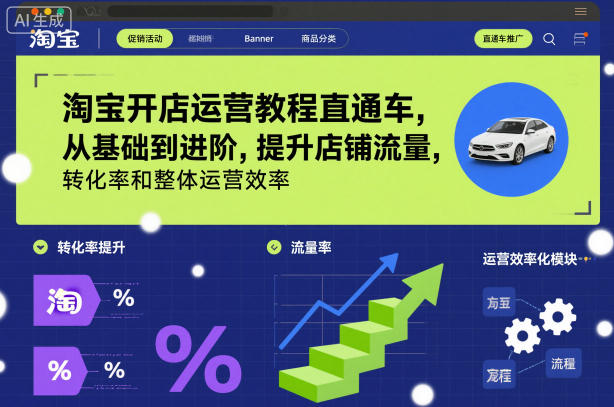 淘宝开店运营教程直通车，从基础到进阶，提升店铺流量，转化率和整体运营效率(更新26年3月)-云泽轻创网