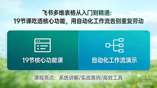 飞书多维表格从入门到精通：19节课吃透核心功能，用自动化工作流告别重复劳动-云泽轻创网