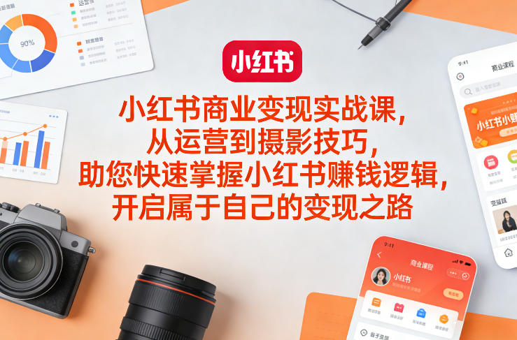 小红书商业变现实战课，从运营到摄影技巧，助您快速掌握小红书賺钱逻辑，开启属于自己的变现之路-云泽轻创网
