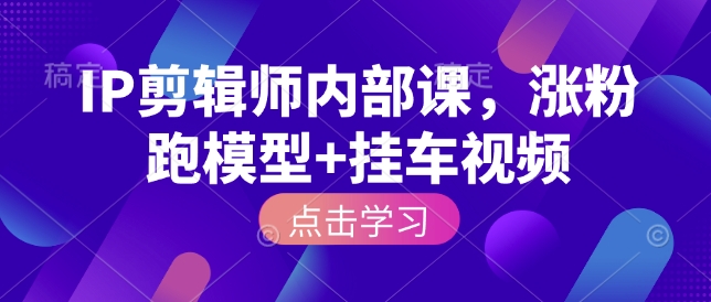 IP剪辑师内部课，涨粉跑模型+挂车视频(更新)-云泽轻创网