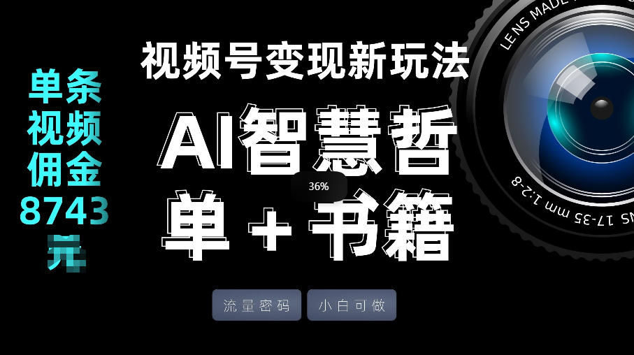 视频号流量密码，变现新玩法-AI智慧哲单＋书单，单条视频佣金8743米-云泽轻创网