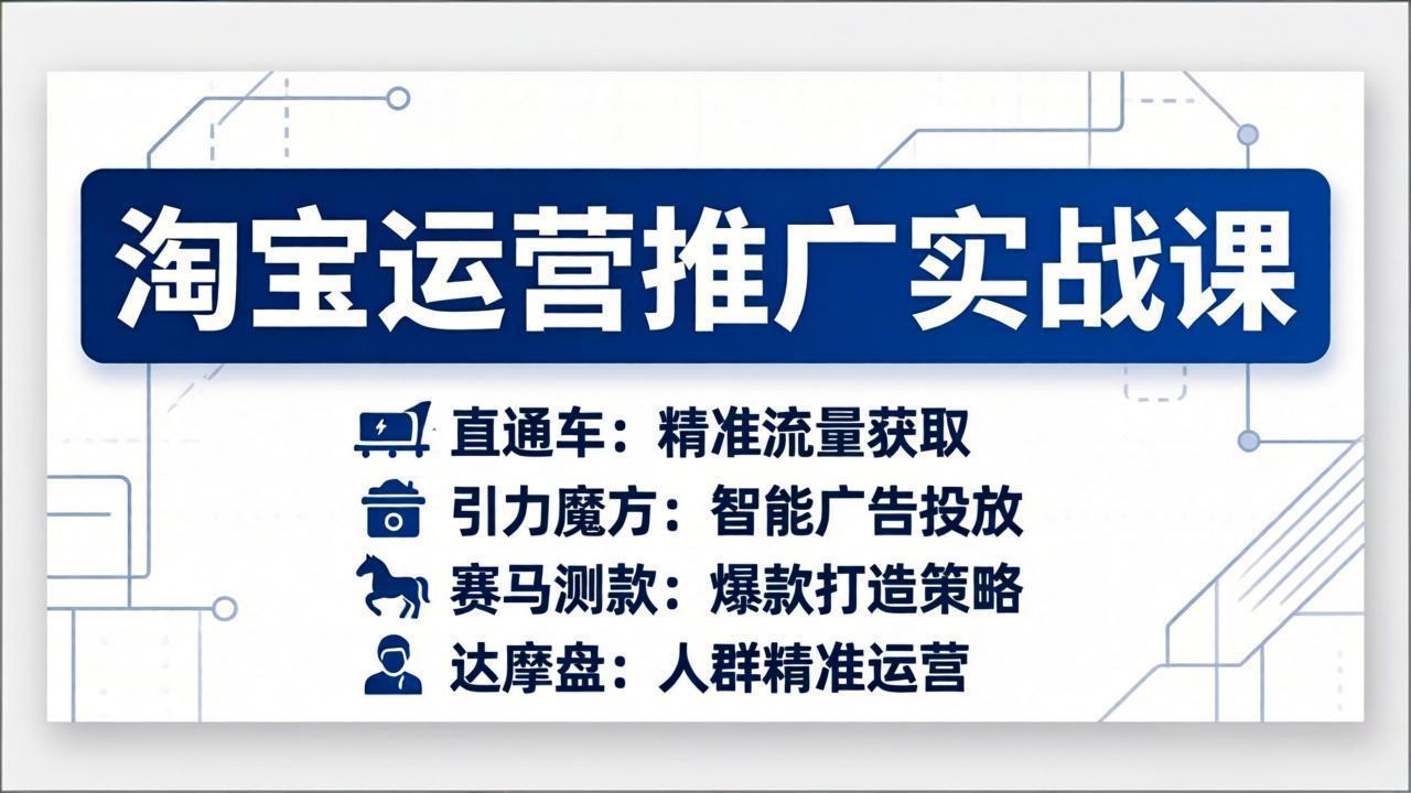 淘宝运营推广实战课，直通车+引力魔方+赛马测款+达摩盘人群推广等(更新26年3月-云泽轻创网