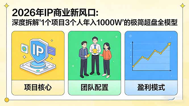 2026年IP商业新风口：深度拆解“1个项目3个人年入1000W”的极简超盘全模型-云泽轻创网