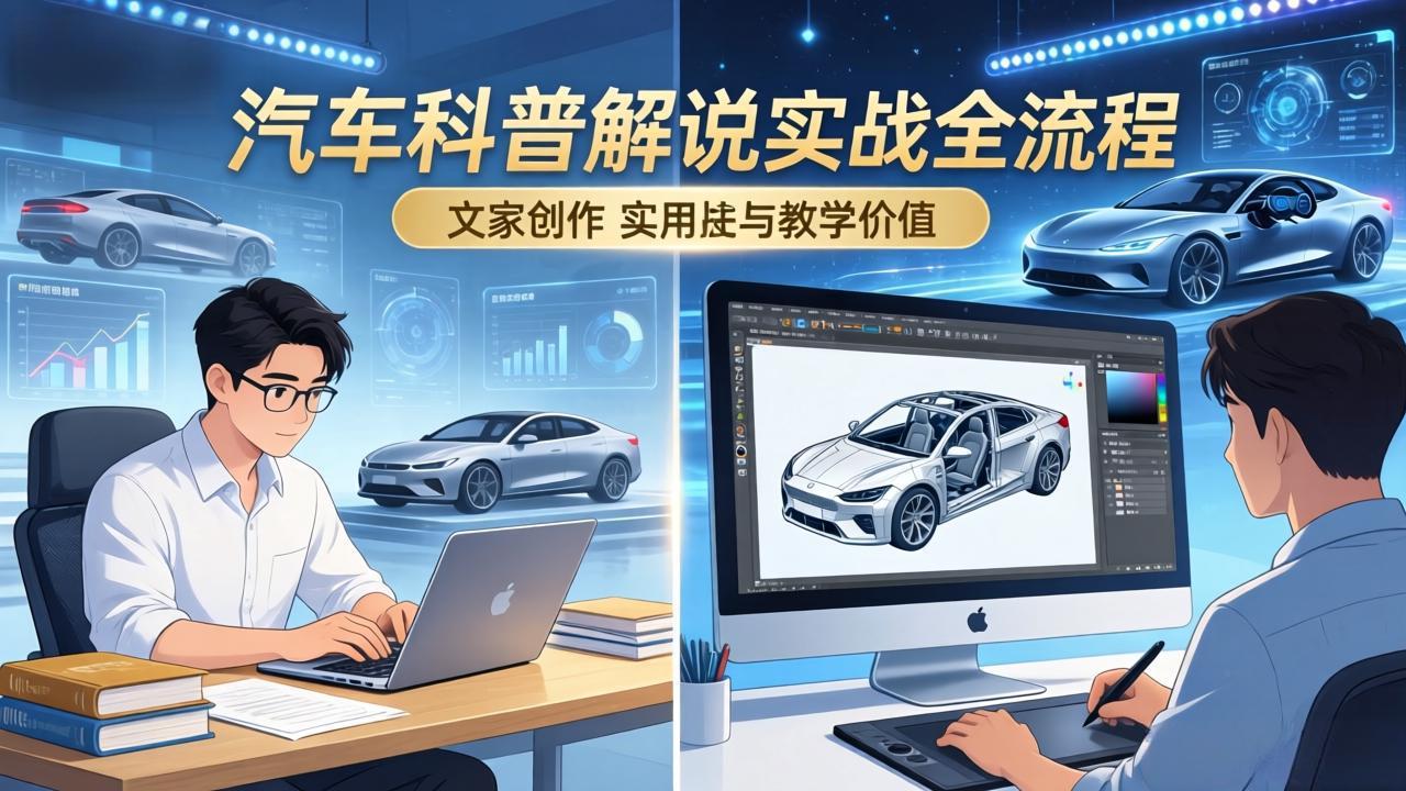 抖音汽车科普解说实战：文案+动画+画面处理+去水印全流程，打造专业汽车科普视频-云泽轻创网