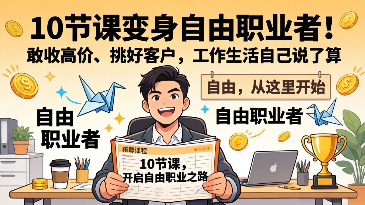 10 节课变身自由职业者！敢收高价、挑好客户，工作生活自己说了算-云泽轻创网