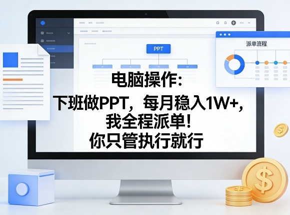 电脑操作：下班做PPT，每月稳入1W+，我全程派单！你只管执行就行【揭秘】-云泽轻创网