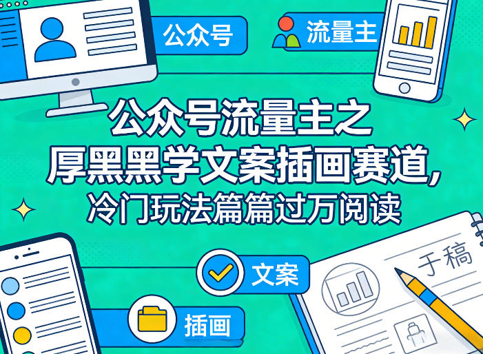 公众号流量主之厚黑学文案插画赛道，冷门玩法篇篇过万阅读-云泽轻创网