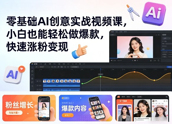 零基础AI创意实战视频课，小白也能轻松做爆款，快速涨粉变现-云泽轻创网
