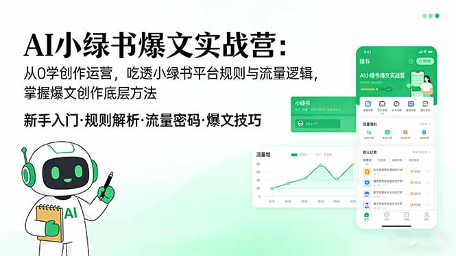 AI 小绿书爆文实战营：从0学创作运营，吃透小绿书平台规则与流量逻辑，掌握爆文创作底层方法-云泽轻创网