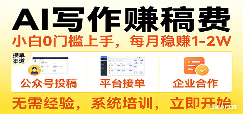用AI写作赚稿费，提供接单渠道，每月稳赚1-2W，小白0门槛上手！-云泽轻创网