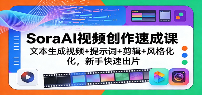 SoraAI视频创作速成课：文本生成视频+提示词+剪辑+风格化，新手快速出片-云泽轻创网