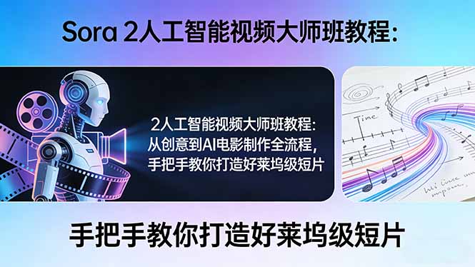Sora 2人工智能视频大师班教程：从创意到AI电影制作全流程，手把手教你打造好莱坞级短片-云泽轻创网