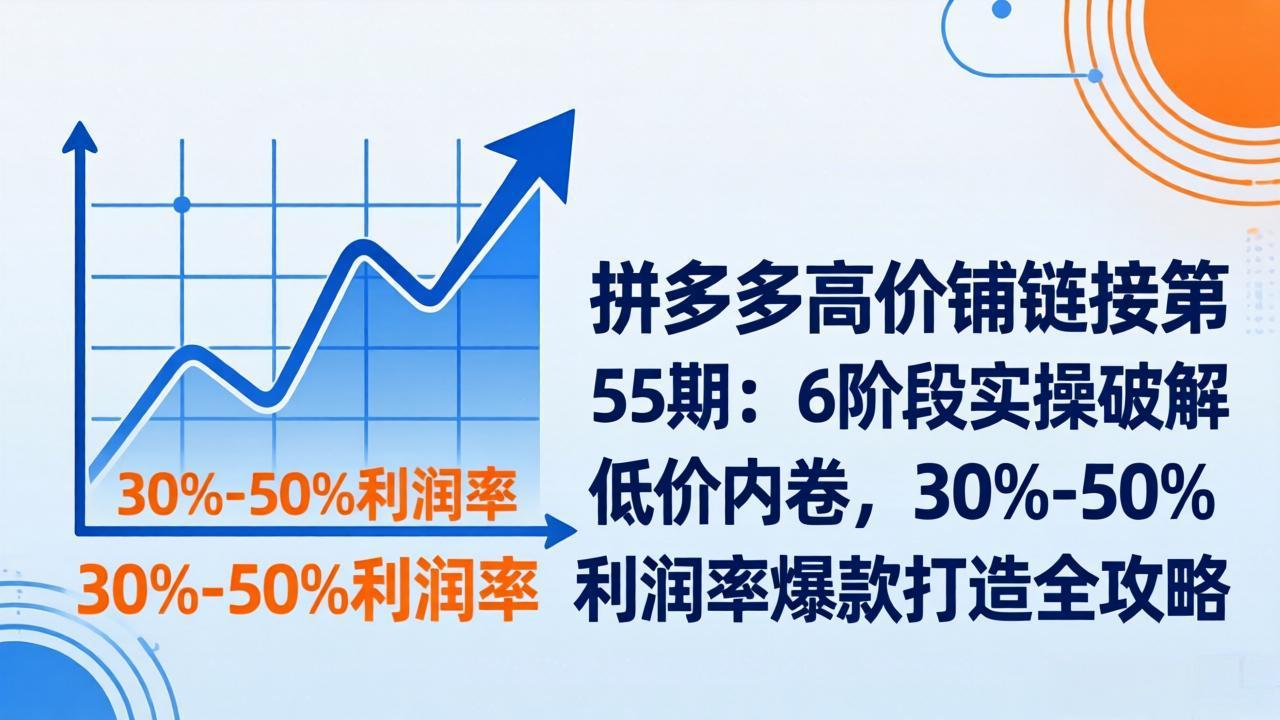 拼多多高价铺链接第55期：6阶段实操破解低价内卷，30%-50%利润率爆款打造全攻略-云泽轻创网