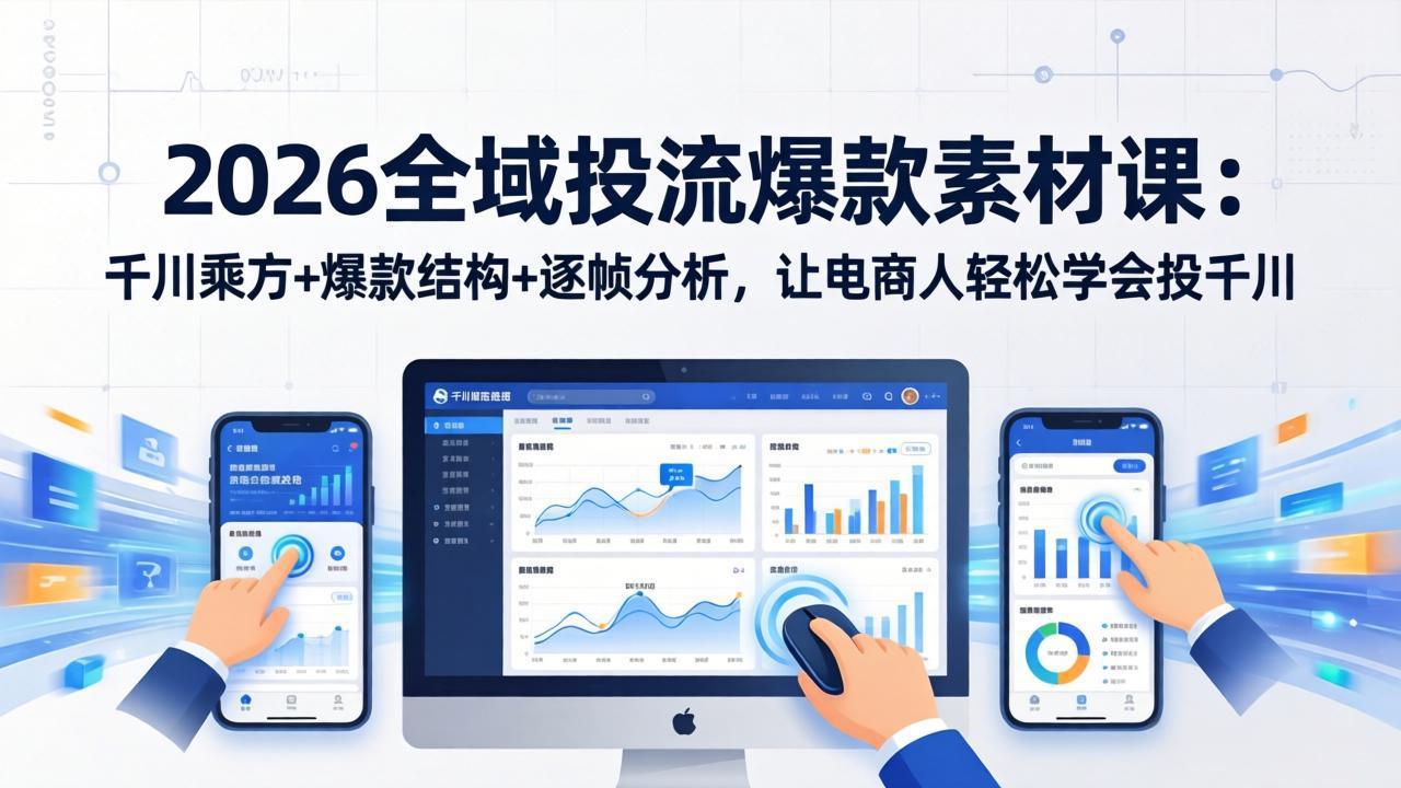 2026全域投流爆款素材课：千川乘方+爆款结构+逐帧分析，让电商人轻松学会投千川-云泽轻创网